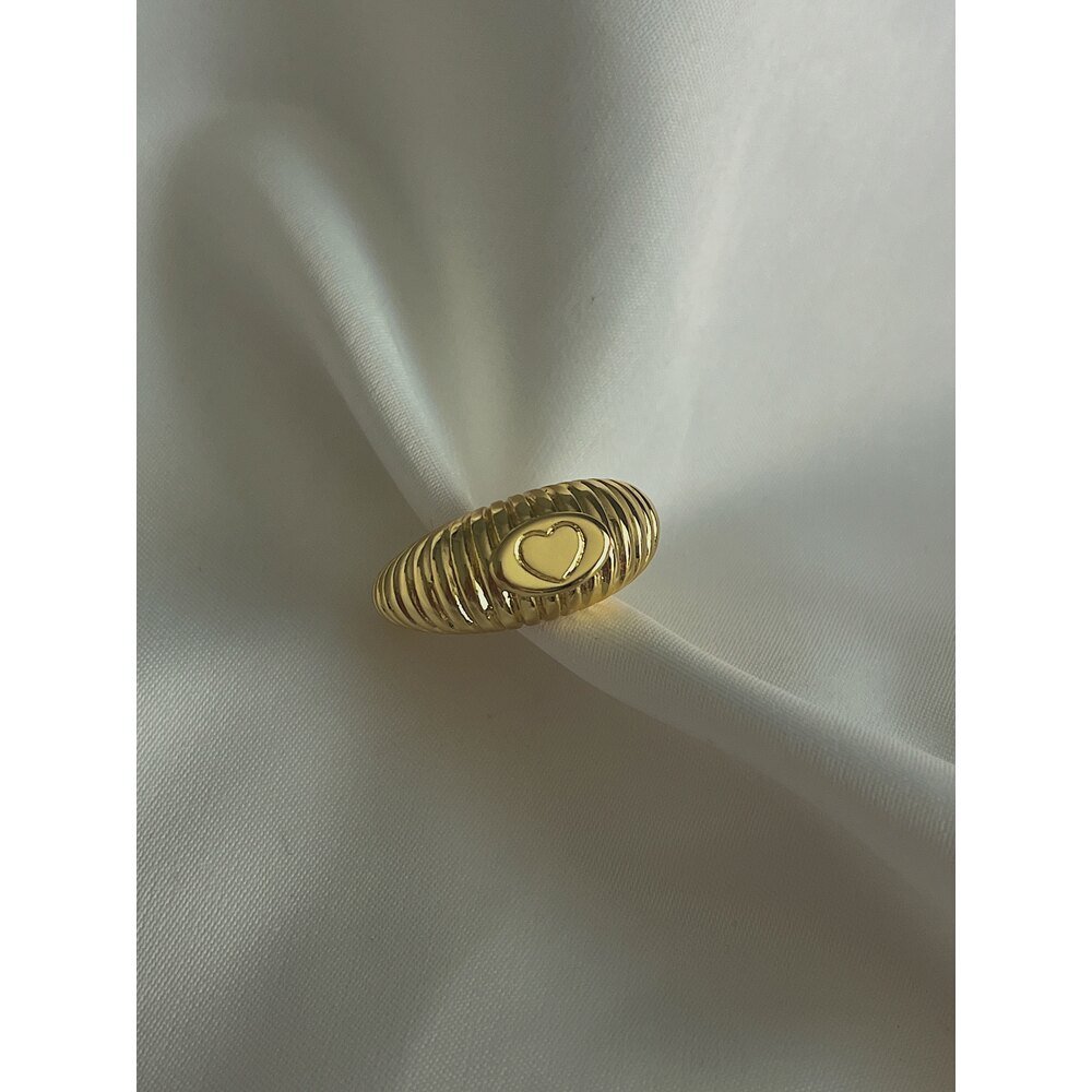 Kalp Detaylı Çelik Yüzük