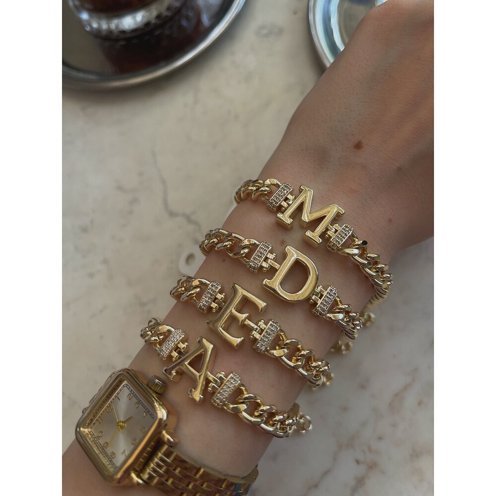 İsme Özel Harf Charm Çelik Bileklik