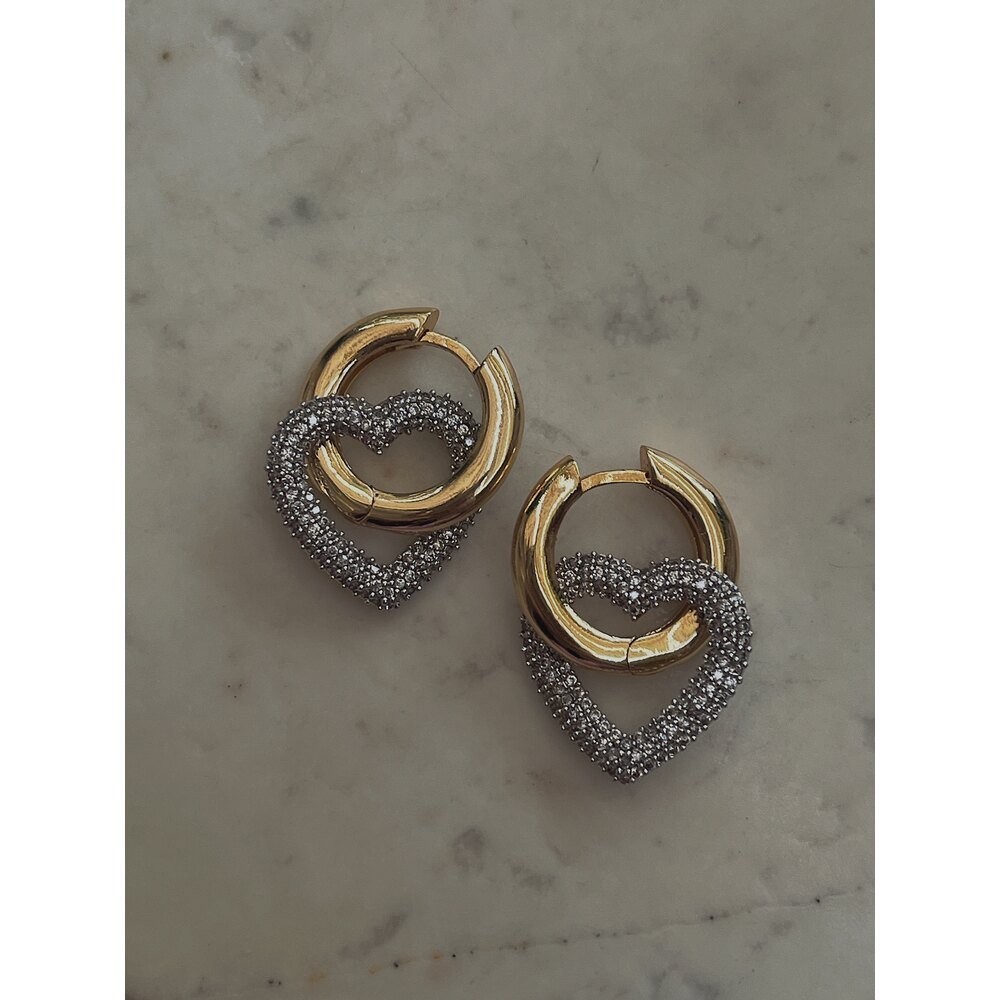 İki Renk Kalp Charmlı Kolye